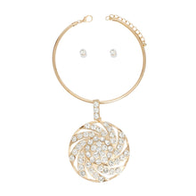 Load image into Gallery viewer, Pendant Gold Round Pinwheel Crystal Necklace
