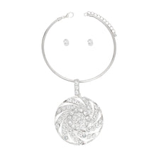 Load image into Gallery viewer, Pendant Silver Round Pinwheel Crystal Necklace
