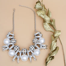 Load image into Gallery viewer, Necklace High Impact Silver Pearl Glam Bib Set
