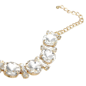 Jeweled Collar Gold Round Baguette Crystal Set