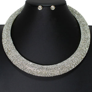 Collar Pave Clear Stone Torque Necklace for Women