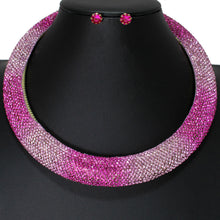 Load image into Gallery viewer, Collar Pave Fuchsia Stone Torque Necklace Women
