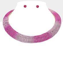 Load image into Gallery viewer, Collar Pave Fuchsia Stone Torque Necklace Women
