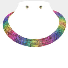 Load image into Gallery viewer, Collar Pave Rainbow Stone Torque Necklace Women
