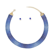 Load image into Gallery viewer, Collar Pave Blue Stone Torque Necklace for Women
