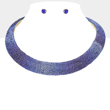 Load image into Gallery viewer, Collar Pave Blue Stone Torque Necklace for Women
