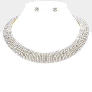 Collar Gold Pearl Stone Torque Necklace for Women