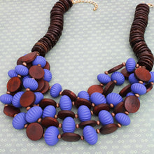 Load image into Gallery viewer, Beaded Royal Blue Coconut Wood Disc Necklace Women
