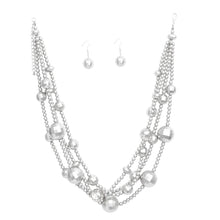 Load image into Gallery viewer, Necklace Matte Silver Disco Ball Bead Set Women
