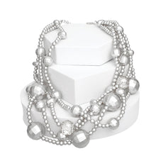 Load image into Gallery viewer, Necklace Matte Silver Disco Ball Bead Set Women
