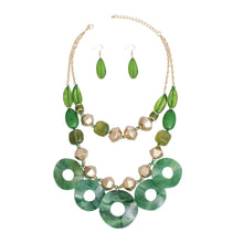 Load image into Gallery viewer, Statement Green and Gold Cosmic layered Necklace
