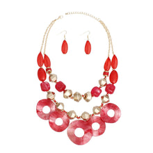 Load image into Gallery viewer, Statement Red and Gold Cosmic layered Necklace
