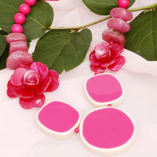 Load image into Gallery viewer, Beaded Artistic Fuchsia Flower Statement Necklace
