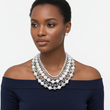 Load image into Gallery viewer, Mixed Media White Pearl Silver Chain Necklace
