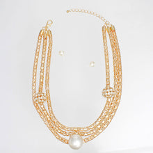 Load image into Gallery viewer, Layered Gold Mesh Snake Chain Ball Pearl Necklace
