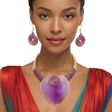 Load image into Gallery viewer, Collar Purple Large Resin Agate Slice Pendant Set
