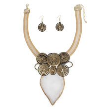 Load image into Gallery viewer, Pendant White Resin Leaf Gold Wire Tribal Necklace
