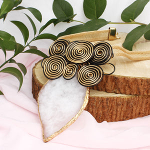 Pendant White Resin Leaf Gold Wire Tribal Necklace