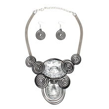 Load image into Gallery viewer, Bib Silver and Black Wire Drilled Crystal Necklace

