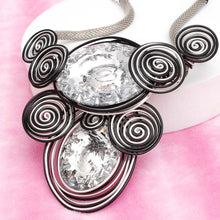 Load image into Gallery viewer, Bib Silver and Black Wire Drilled Crystal Necklace
