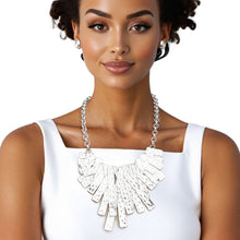 Load image into Gallery viewer, Bib Rigid Silver Oversized Metal Bar Plate Necklace
