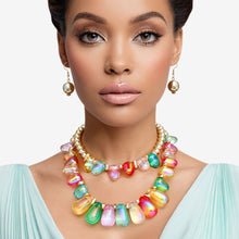 Load image into Gallery viewer, Beaded Multi Iridescent Teardrop Bead Necklace

