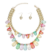 Load image into Gallery viewer, Beaded Multi Iridescent Teardrop Bead Necklace
