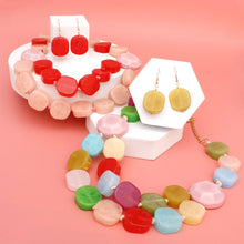 Load image into Gallery viewer, Bead Pink Marbled Geometric Chunky Necklace
