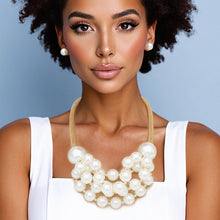 Load image into Gallery viewer, Bib Modern-Meets-Classic Cream Pearl Necklace
