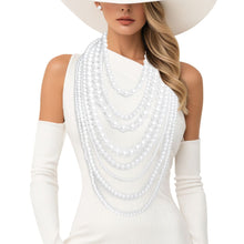 Load image into Gallery viewer, Pearl 8 Strand White Multi Layer Long Necklace
