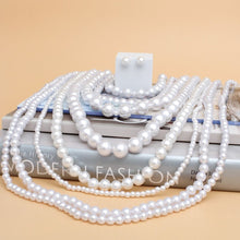 Load image into Gallery viewer, Pearl 8 Strand White Multi Layer Long Necklace
