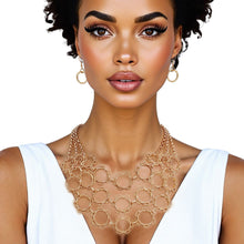 Load image into Gallery viewer, Chain Multi Row Multi Circle Gold Bib Necklace
