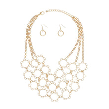 Load image into Gallery viewer, Chain Multi Row Multi Circle Gold Bib Necklace

