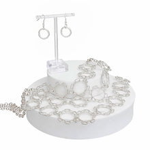 Load image into Gallery viewer, Chain Multi Row Multi Circle Silver Bib Necklace
