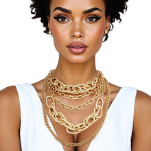 Load image into Gallery viewer, Layered Chain Gold Multi Link 5 Strand Necklace
