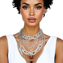 Load image into Gallery viewer, Layered Chain Silver Multi Link 5 Strand Necklace
