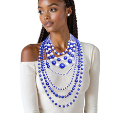 Load image into Gallery viewer, ZPB Sorority Blue White 7 Strand Pearl Necklace

