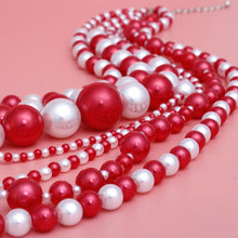 Load image into Gallery viewer, DST Sorority Red White 7 Strand Pearl Necklace
