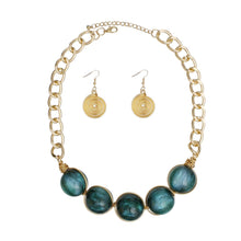 Load image into Gallery viewer, Collar Green Galactic Bead Gold Chain Necklace
