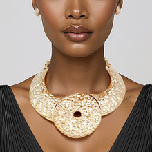 Load image into Gallery viewer, Bib Gold Warrior Chic Armor Plate Disc Necklace
