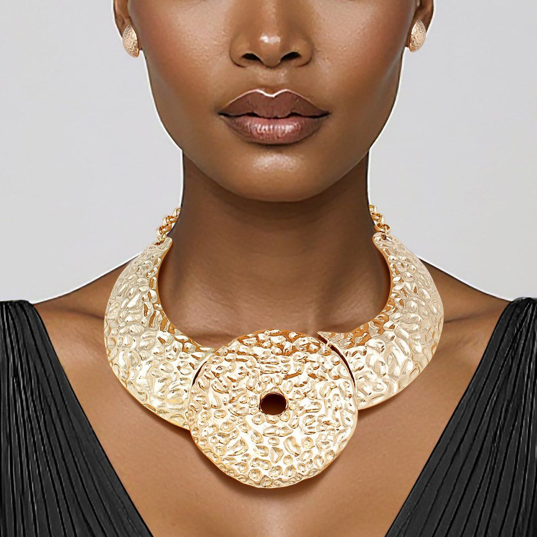 Bib Gold Warrior Chic Armor Plate Disc Necklace