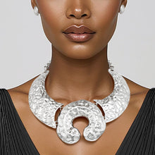 Load image into Gallery viewer, Bib Silver Warrior Chic Armor Horseshoe Necklace
