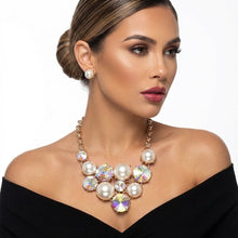 Load image into Gallery viewer, Bib Chunky Aurbo Crystal Pearl Evening Necklace
