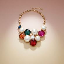 Load image into Gallery viewer, Bib Chunky Multi Crystal Pearl Evening Necklace
