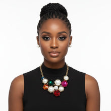 Load image into Gallery viewer, Bib Chunky Multi Crystal Pearl Evening Necklace
