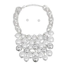 Load image into Gallery viewer, Bib Opulent White Pearl Silver Chainmaille Necklace
