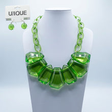 Load image into Gallery viewer, Semi Transparent Green Bead Link Collar Necklace
