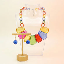 Load image into Gallery viewer, Semi Transparent Color Bead Link Collar Necklace
