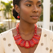 Load image into Gallery viewer, Semi Transparent Red Bead Link Collar Necklace
