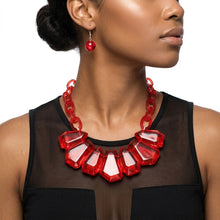Load image into Gallery viewer, Semi Transparent Red Bead Link Collar Necklace
